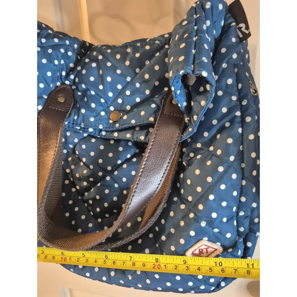ROOTOTE Quilt 2-Way Bag Crossbody Shoulder Polka Dots Blue And White